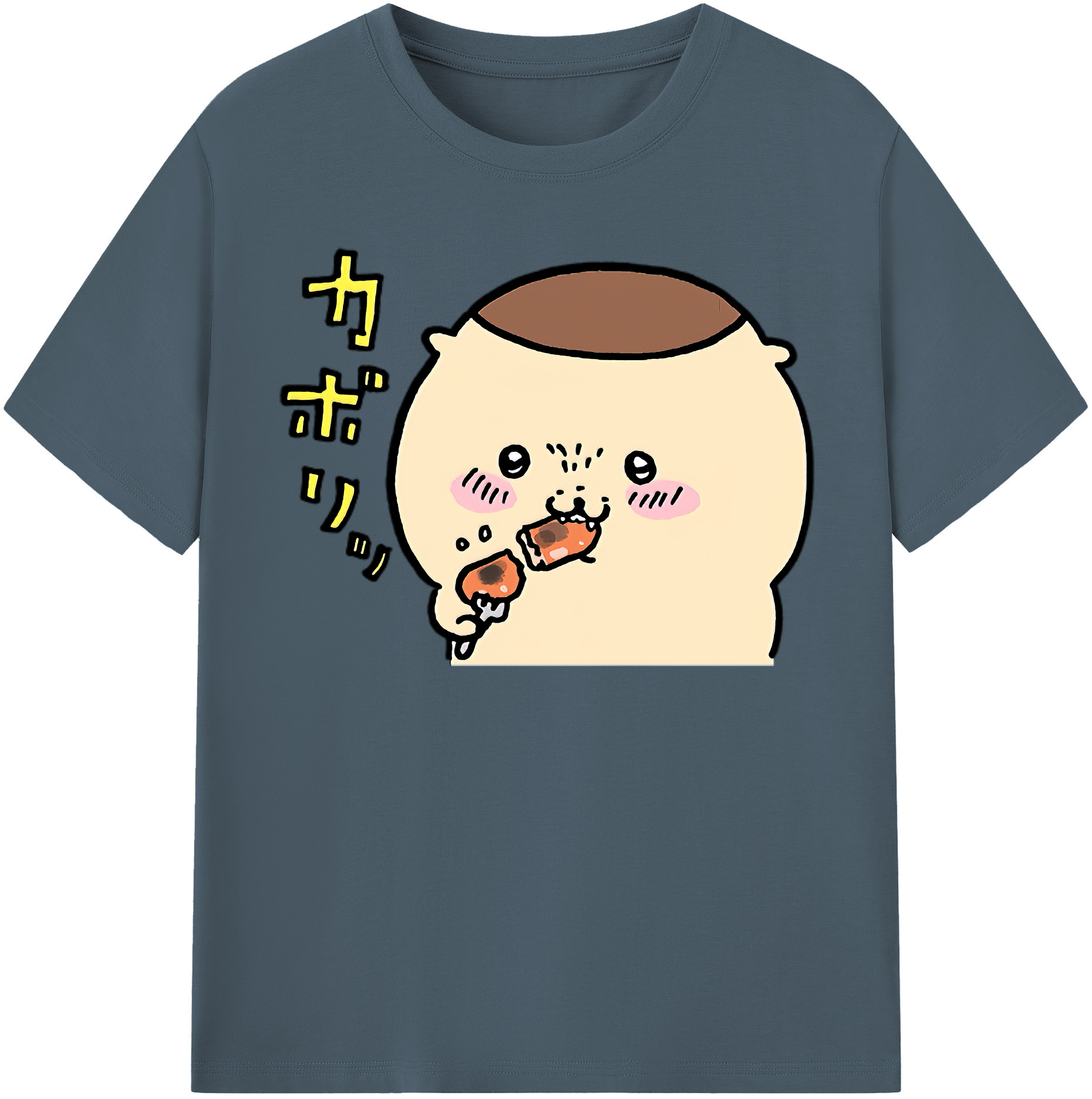 （画像用） ちいかわ くりまんじゅう Chii-kawa kuri manjū 綿100％半袖Tシャツ（フロントプリント）